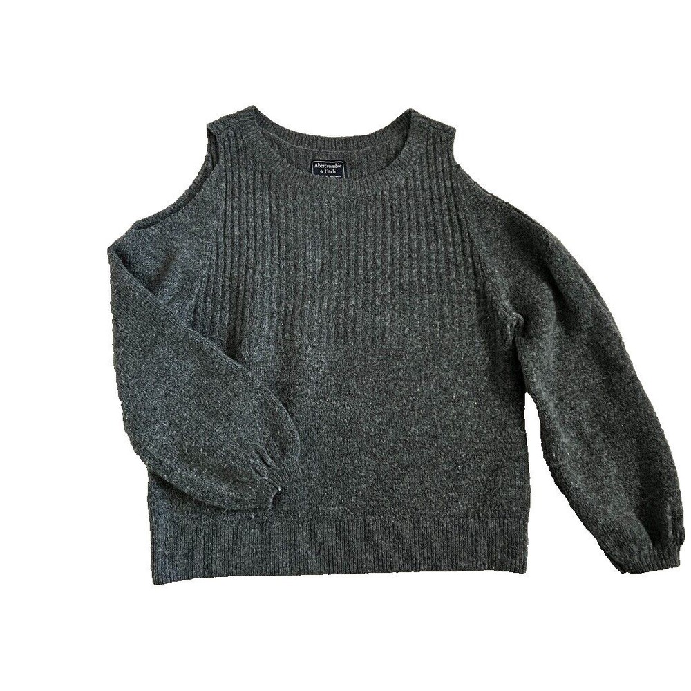 Sweater Abercrombie & Fitch Women's Sz. M Cut Out Cold Shoulder Gray Long Sleeve
